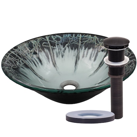 Novatto CREDERE Artsy Glass Vessel Bath Sink Set in Oil Rubbed Bronze NOHP-G19012ORB